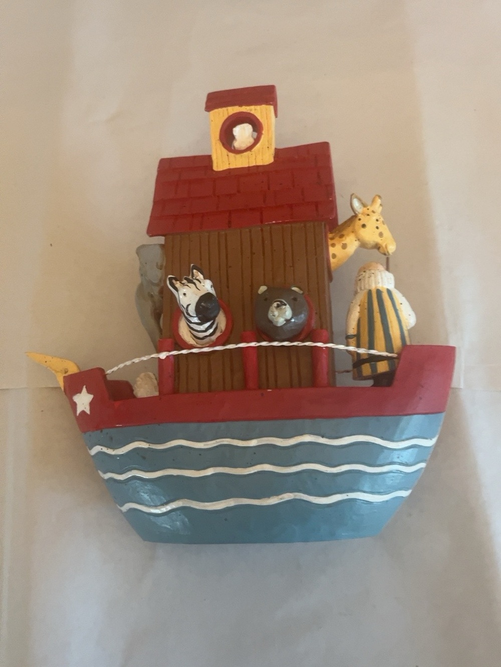 Noah’s Ark Resin Figurine Animals Giraffe Zebra Lion Elephant 9.5” Decor